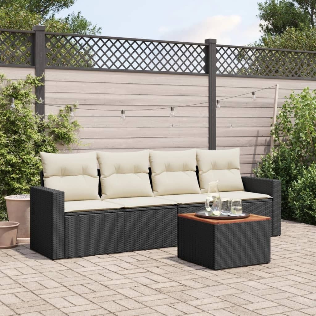 Maison Exclusive - 5-tlg. Garten-Sofagarnitur mit Kissen Schwarz Poly Rattan