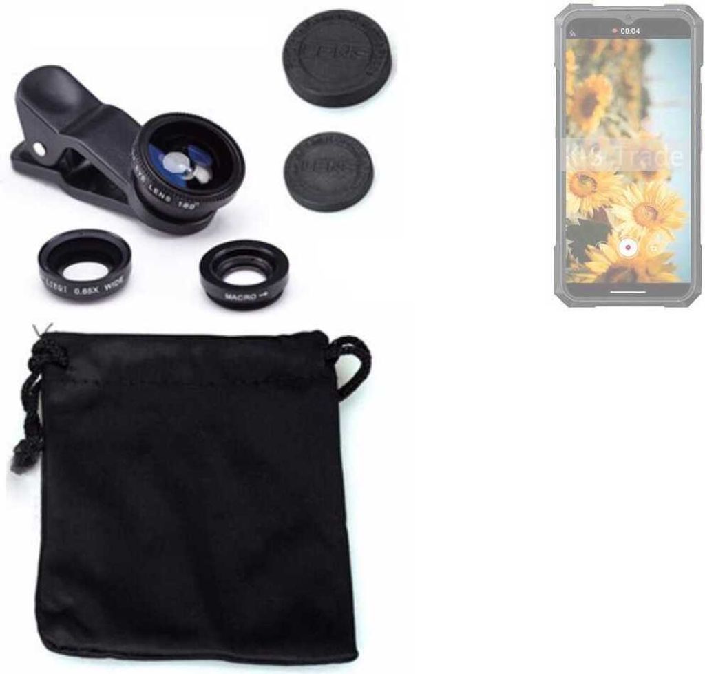 K-S-Trade Smartphone Kamera Linsen Set Kompatibel mit Cubot KingKong X 3in1 Clip-On Kamera Adapter Macro Weitwinkel FishEye Fischauge Objektiv Linse