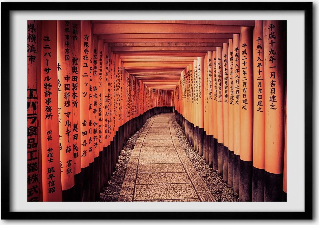 Bild - Bilderrahmen - 100 cm x 70 cm - MDF - Rahmen - Foto - Wandkunst Tore Kyoto
