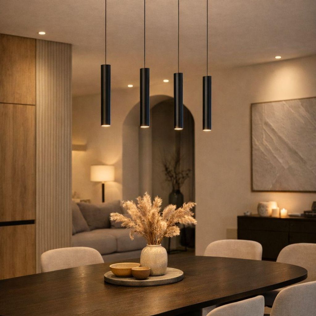 s.luce Hängelampe Crutch Zylinderform Hängeleuchte Pendellampe Pendelleuchte Schwarz Rund