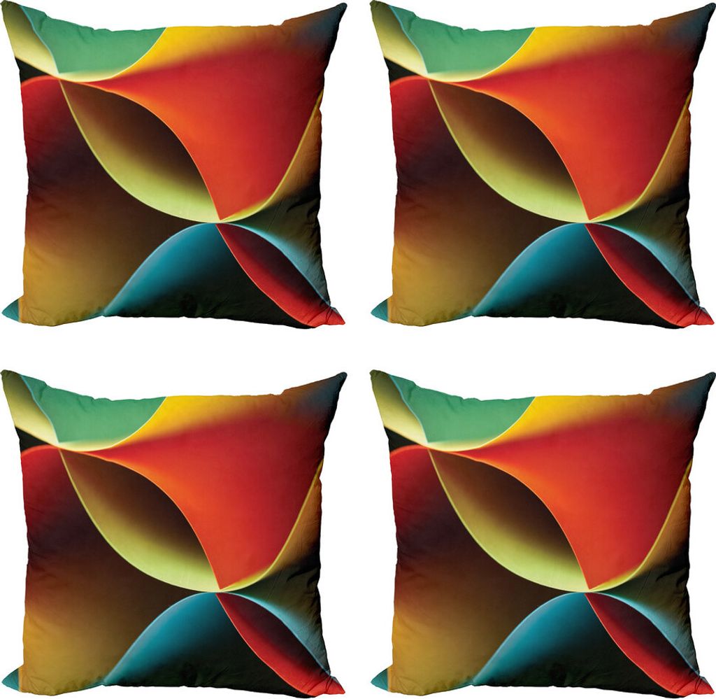 ABAKUHAUS Abstrakt Kissenbezug Set (4 Stück), Grafik Farbige, Moderner Doppelseitiger Digitaldruck, 50 cm x 50 cm, Orange Weiss