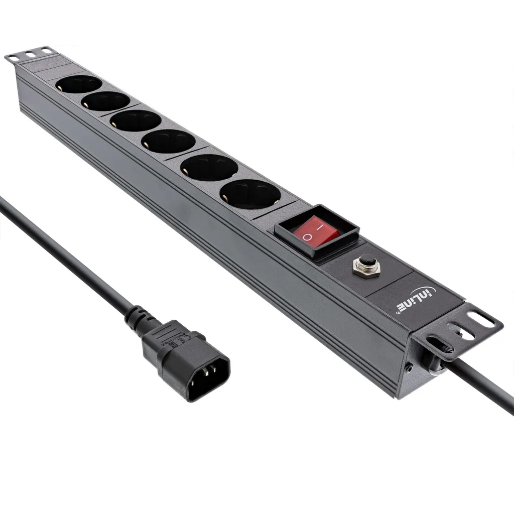 PDU Rack 1U InLine 6 Uscite C13 Ingresso C14 - Supporto 2500W Reali