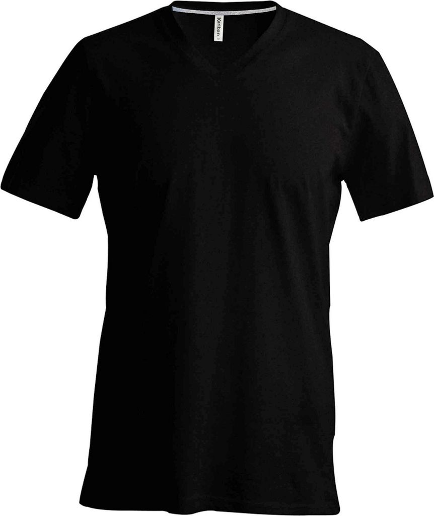 Kariban Herren T-Shirt Slim Fit V-Ausschnitt RW707 (2XLarge) (Schwarz)