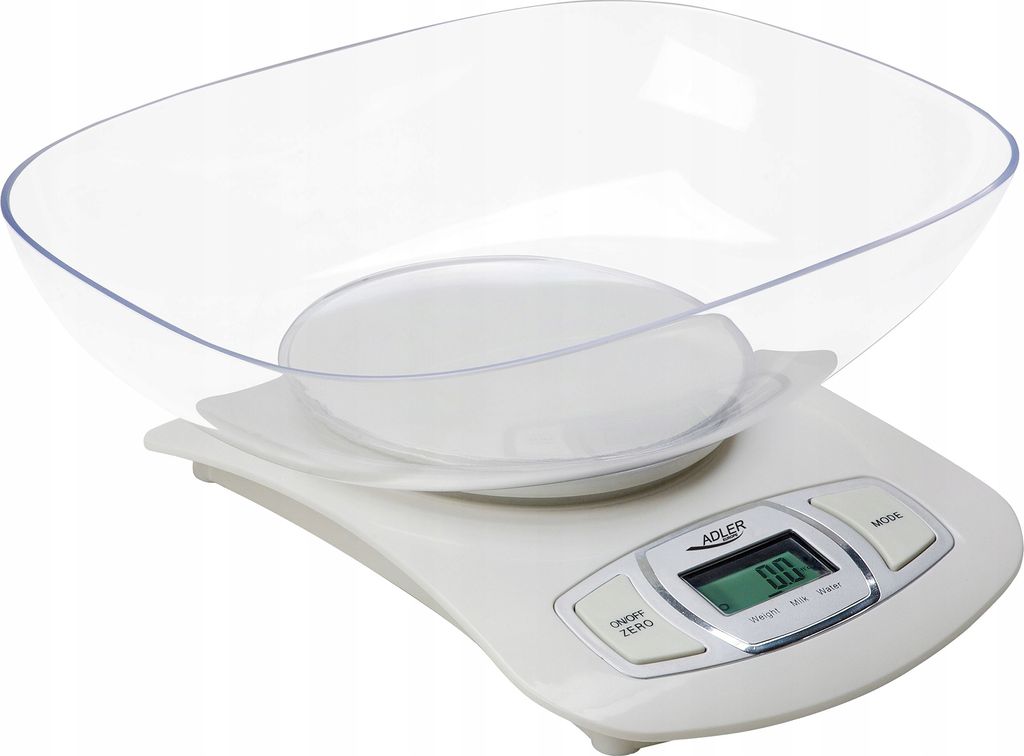 Adler AD 3137s Küchenwaage mit Schüssel bis 5kg LCD Display Silber