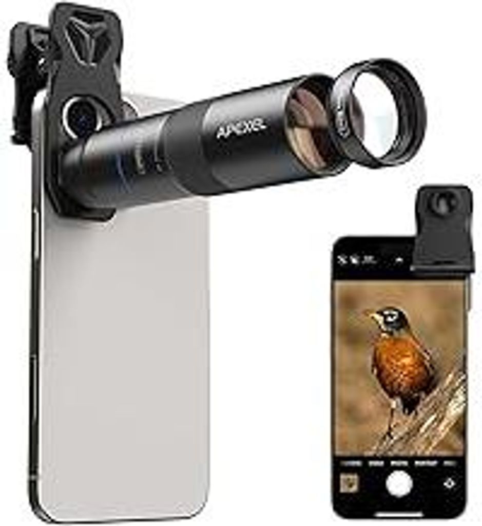 APEXEL Kompaktes 10x-Teleobjektiv für Smartphone & 200-mm-Makroobjektiv mit Universalclip, Professionelles FMC ED-Handy Objektiv, Geeignet für iP...