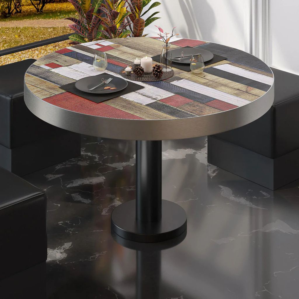 BML | Bistro Loungetisch | Ø:H 60 x 41 cm | Vintage Bunt / Schwarz | Bistro Loungetisch Gastro Tisch