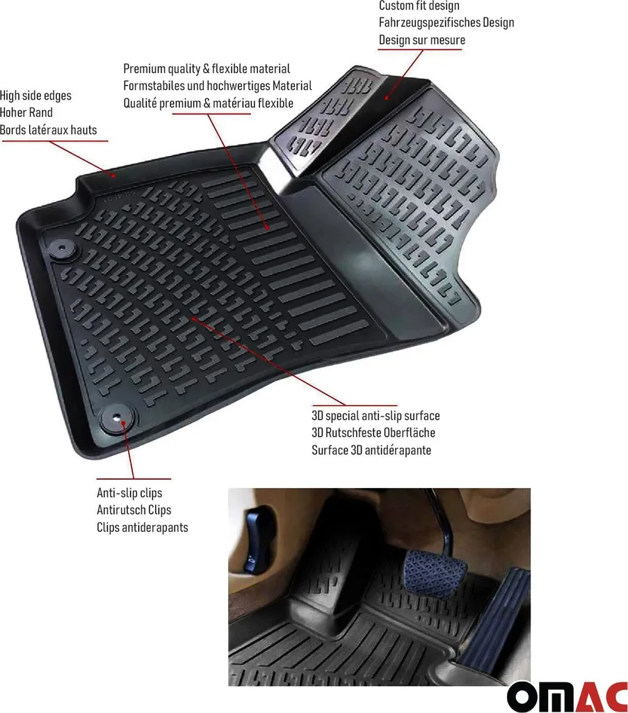 2008-2013 Seat Exeo Tappetini personalizzabili TPE Nero 4 pz - 8