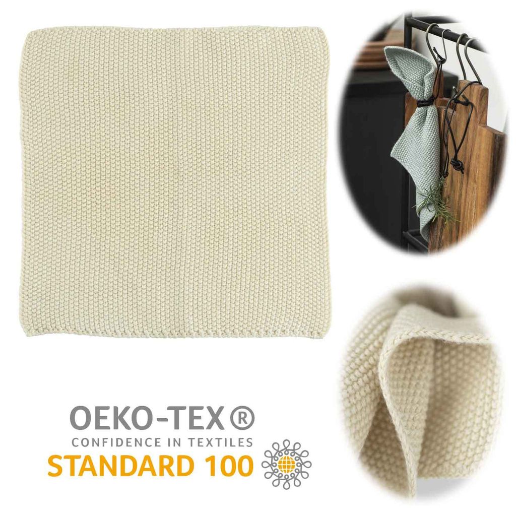 LS-LebenStil Vintage Spüllappen 25cm Mynte Latte Gestrickt Produktbild 