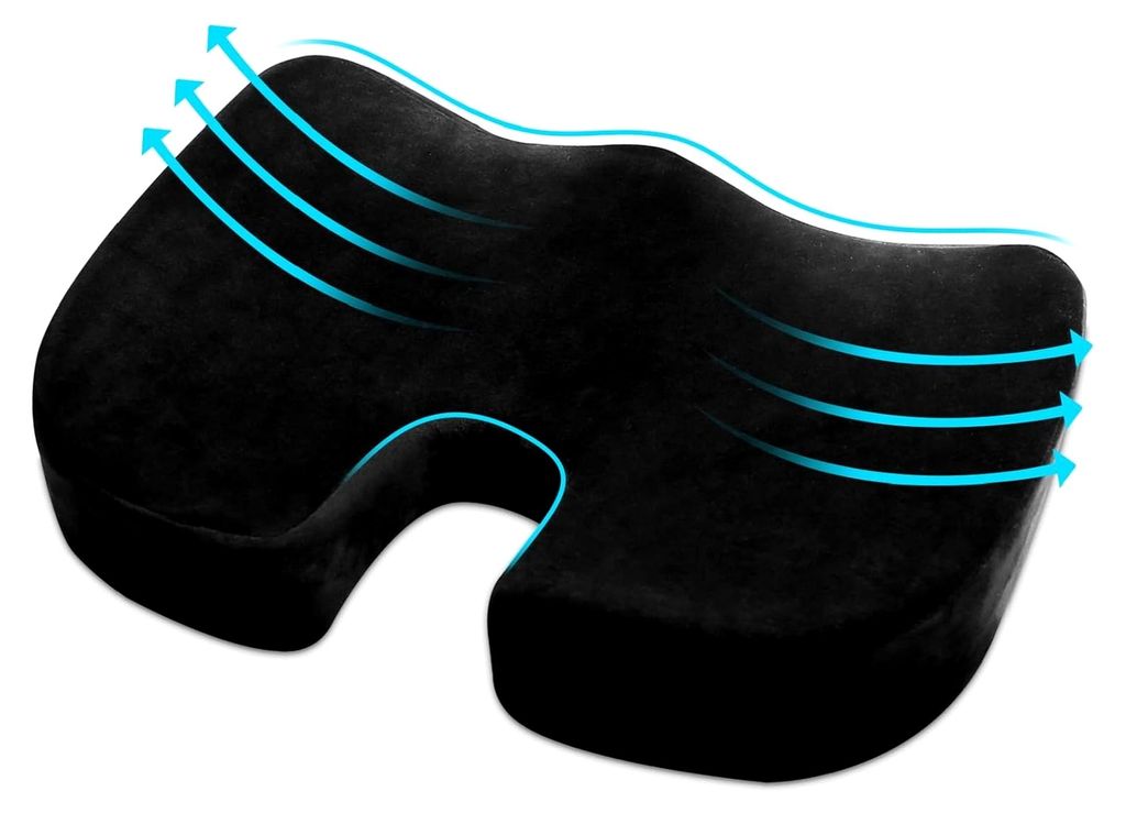 Korrekturkissen mit Gel-Schicht: Ergonomisches Steißbeinkissen aus Memory-Schaum für Bürostühle, Autositze und Rollstühle