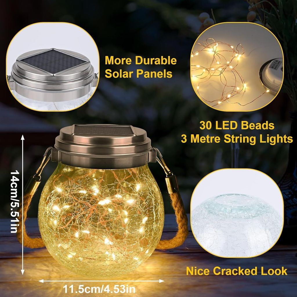 Solarlampen, 2PCS 30 LED Solarleuchte Glas, IP55 Produktbild 5