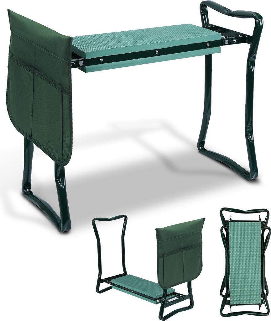 karpal Garten Kniebank Gartenhocker und Sitz, faltbar, weich, Gartenhocker mit Werkzeugtaschen und EVA-Kniepolster 150kg Belastbar