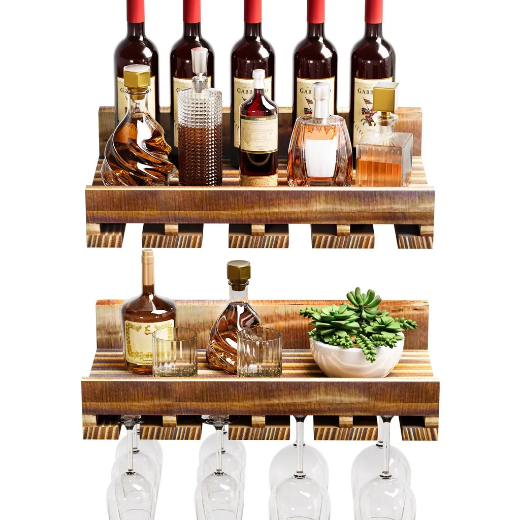 Casier à Vin Mural Gain de Place en Bois : Rangez vos Bouteilles et Verres