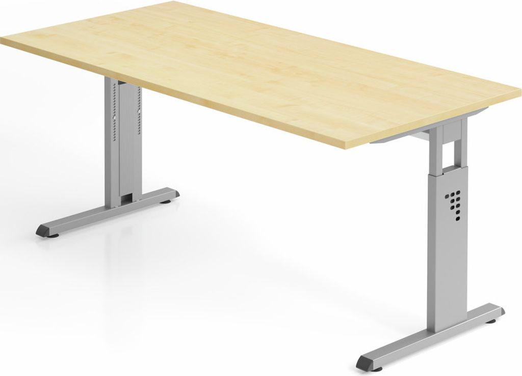 Sitz-Steh-Schreibtisch Juhani | Ahorn | Breite 160cm | Höhe 65-85cm | stufenlos höhenverstellbar | Rechteckform