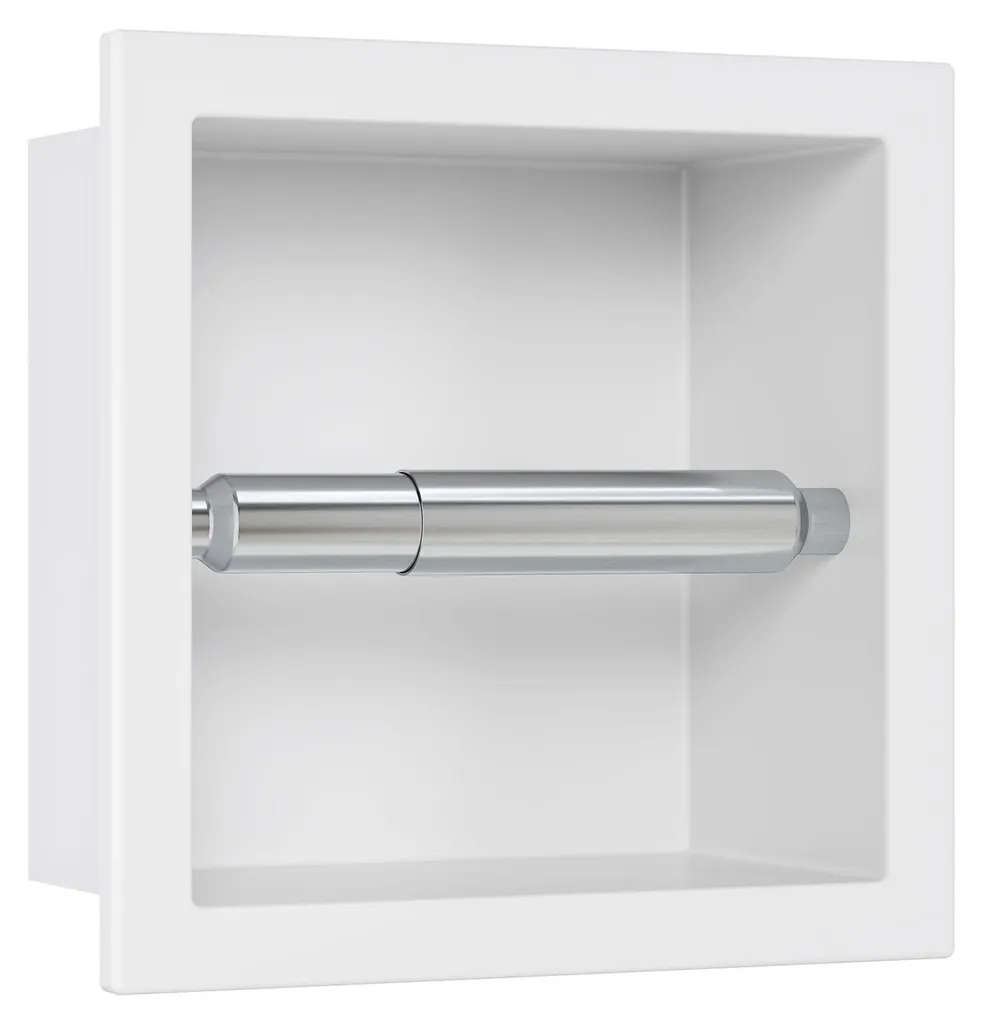 Porte-papier WC mural anti-rouille inox 304 blanc fixations invisibles