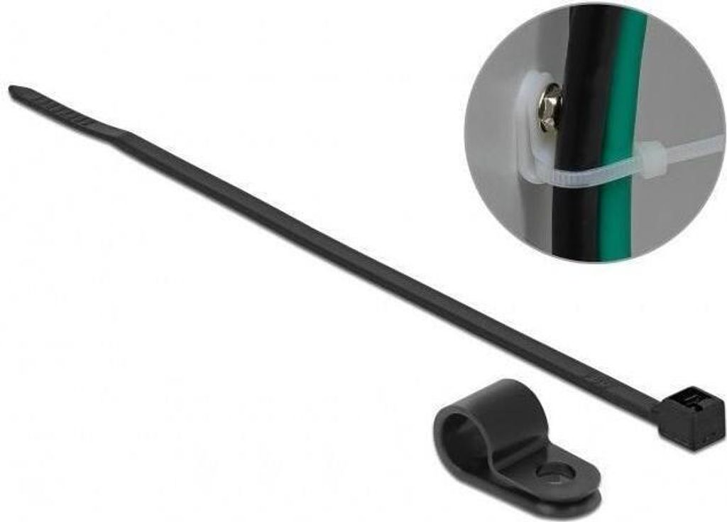 DELOCK Befestigungsschelle 9,5 mm mit KBI 200x4,8mm schwarz