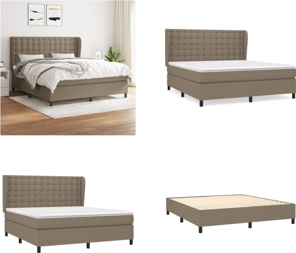 vidaXL Boxspringbett mit Matratze Taupe 180x200 cm Stoff - Boxspringbett - Boxspringbetten - Bett - Schlafzimmermöbel