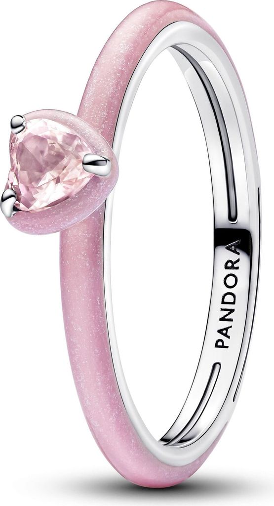 Pandora Rosafarbenes Chakra Herz Ring 193088C02 Damenring, Ringgröße:48