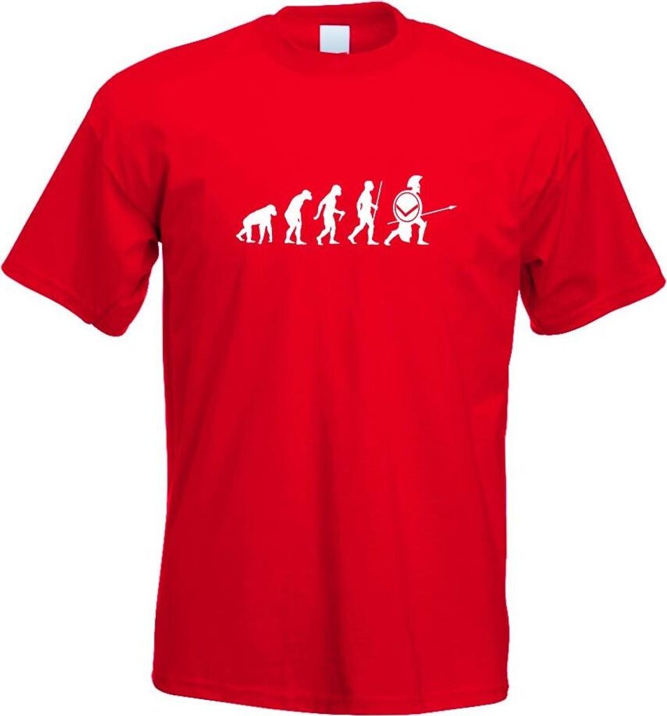 Kiwistar - T-Shirt - rot - Spartaner Sparta Evolution Motiv Bedruckt Funshirt Design Print - mit Motiv Bedruckt - Funshirt Design - Sport - Freizei...