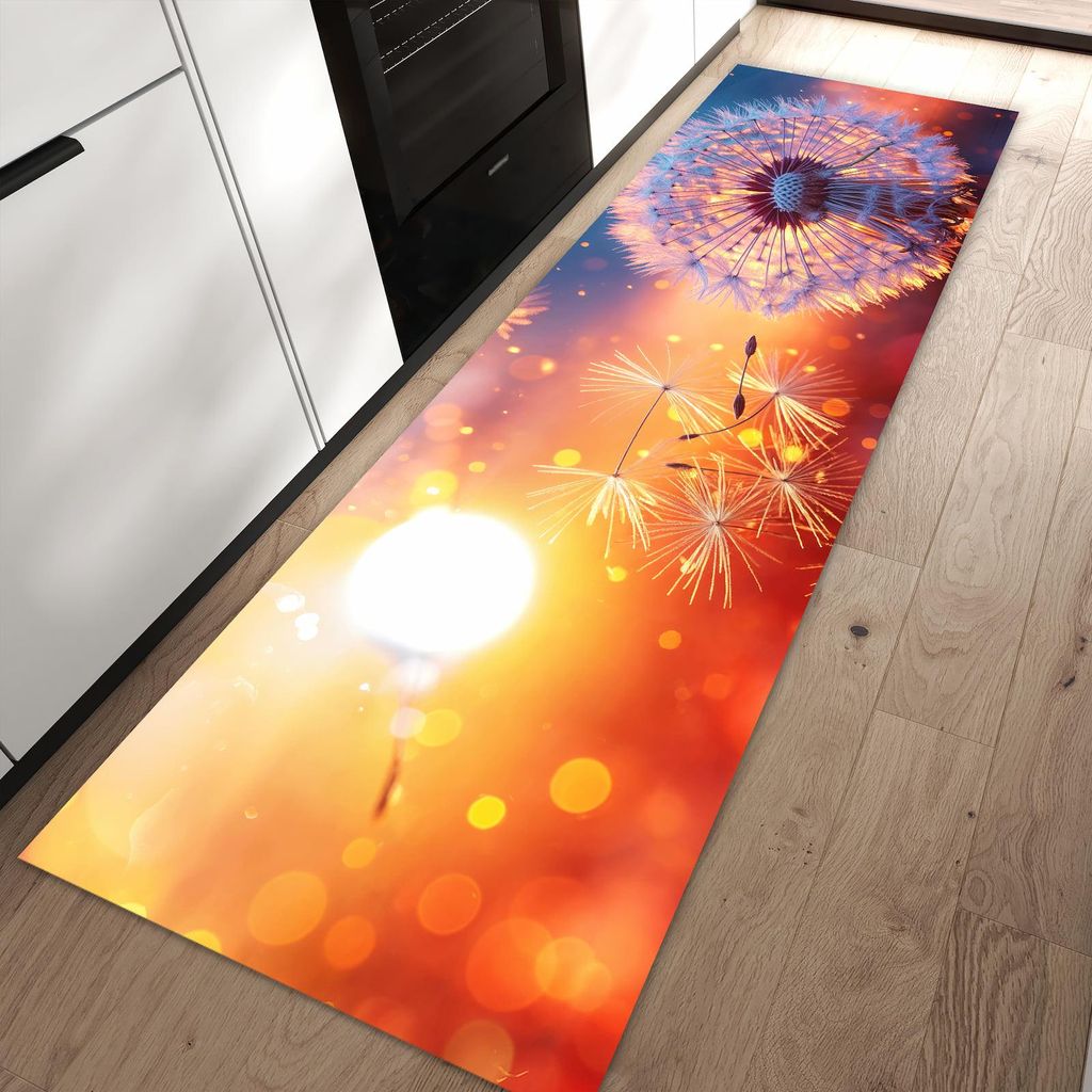 Küchenteppich 80x250cm rutschfest & abwischbar PVC Läufer - Pusteblume Sonnenuntergang