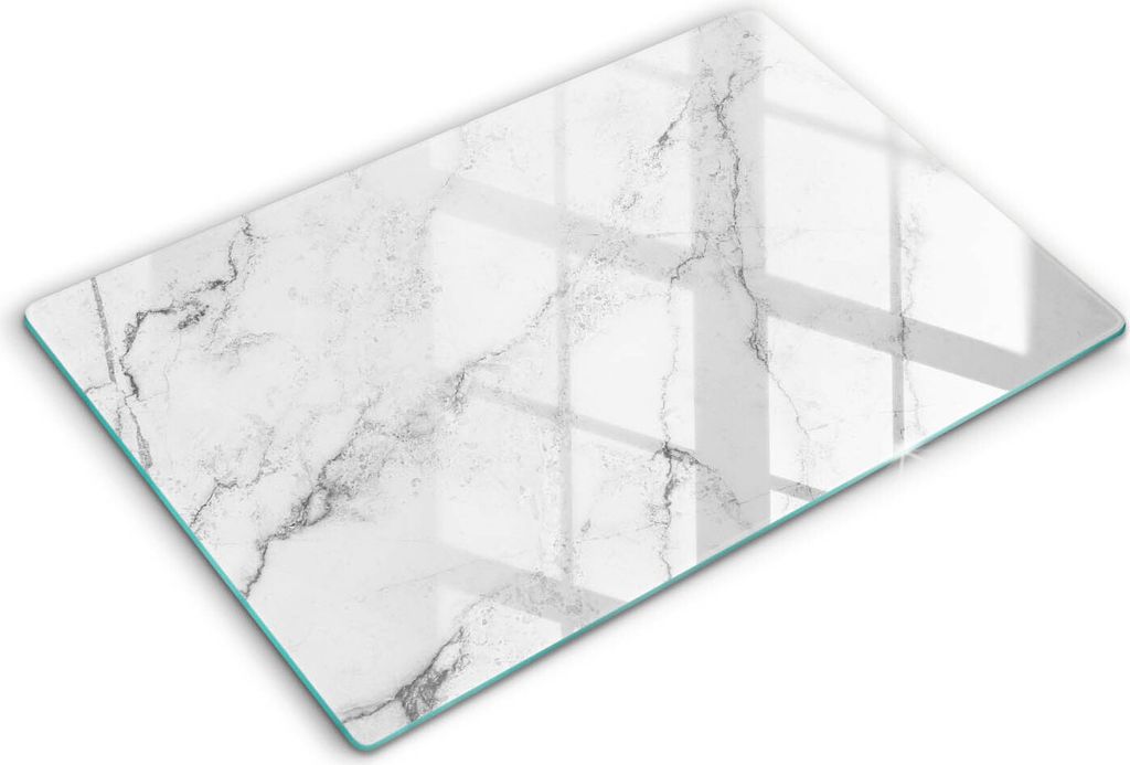 Glasschneideplatte - Herdabdeckplatte - 80x52 cm -Schneidebrett - Spritzschutz -Elegante Marmorstruktur
