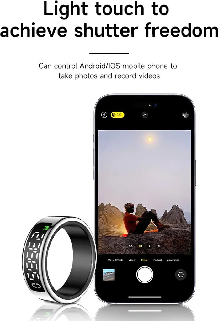 Smart Ring INF Nero Taglia 13: Tracker Biometrico Acciaio Inox - 15