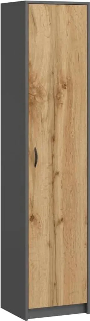Armoire de bureau étroite BDW graphite - Rangement haut 5 compartiments