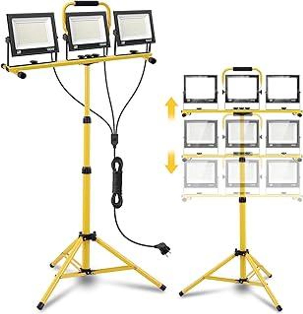 300W LED Baustrahler 6500K Einstellbare Richtung LED Baustrahler 230V Kaltweiss Scheinwerfer 30000lm Arbeitsscheinwerfer IP65 Wasserdicht Bauschein...