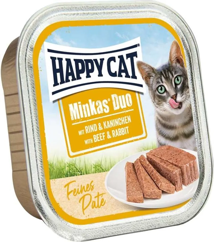Happy Cat Minkas Duo Boeuf & Lapin 100g : Pack de 16 Sans Sucres