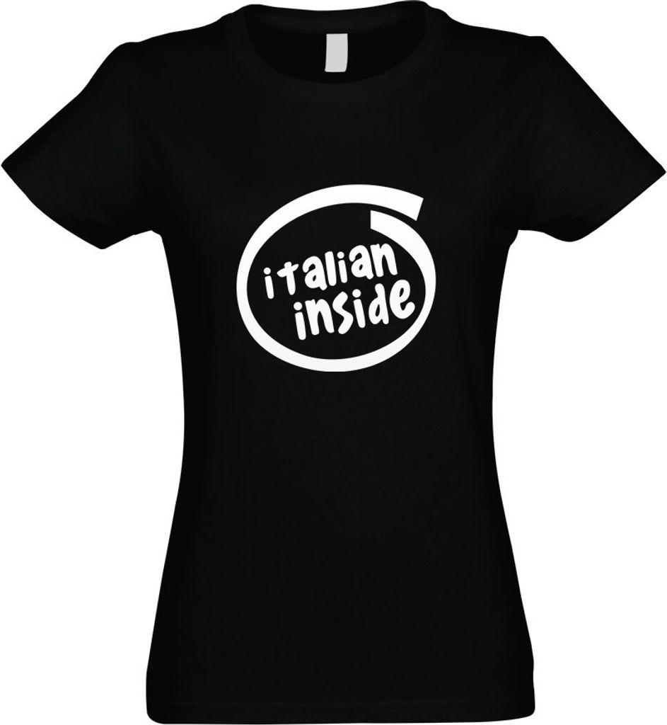 Kiwistar - T-Shirt tailliert - Damen - schwarz - Italien Inside - mit Motiv Bedruckt - Funshirt Design - Sport - Freizeit - Damen - S