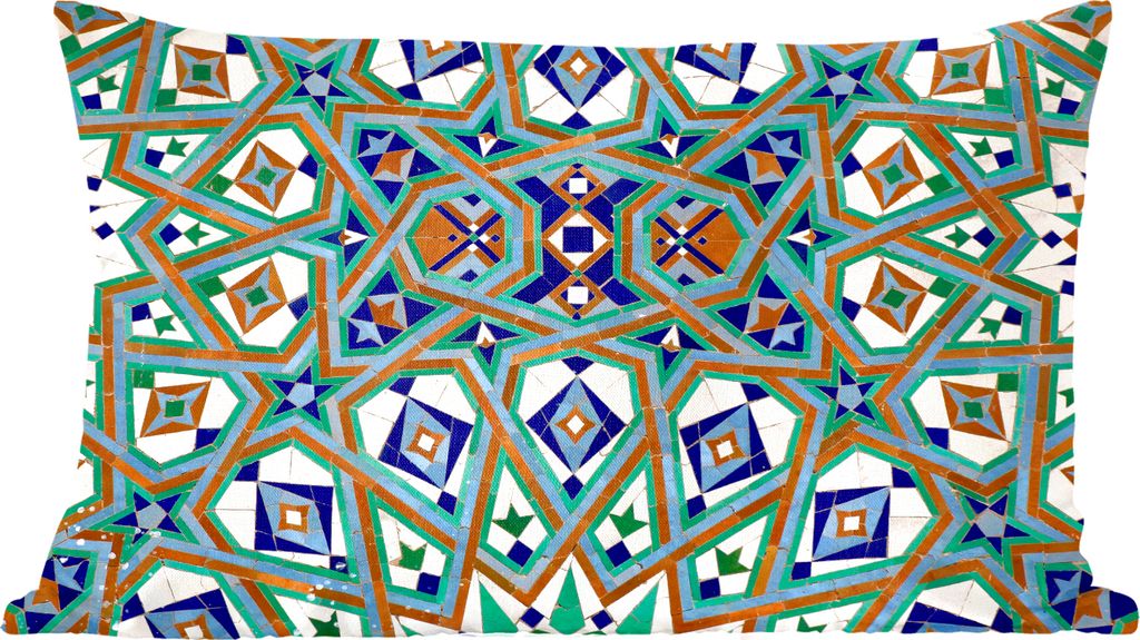 MuchoWow Zierkissen Sofakissen Wohnzimmer Dekokissen 50x30 cm Eine marokkanische Mosaikwand, bei der die Figuren ineinander verschachtelt sind - ...