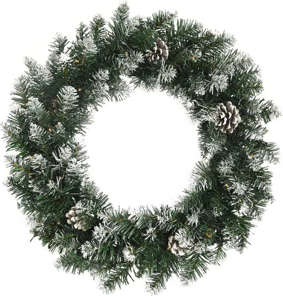 Couronne de l'Avent Lumineuse 60 cm Décoration de Noël Verte LED
