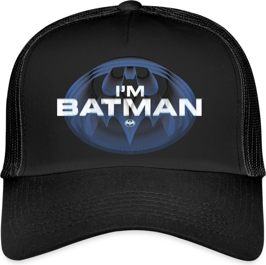 Spreadshirt The Flash I'm Batman Blaues Logo Trucker Cap, One size, Schwarz/Schwarz