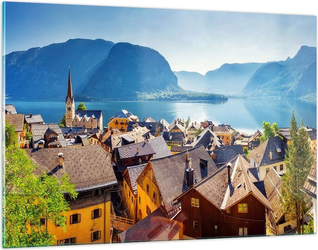 Bilder auf glas - Berge See Wasser - 120x80cm - Glasbilder - Wandbilder - Kunstdruck - zum Aufhängen bereit - Wanddekoration aus Glas - Glas Bilde...