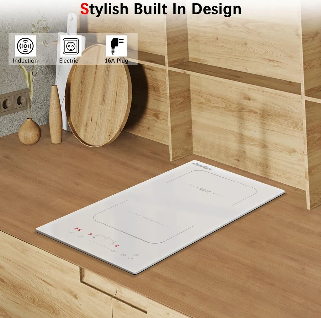 Plaque de cuisson induction 2 feux blanche tactile encastrable pour EU - 2