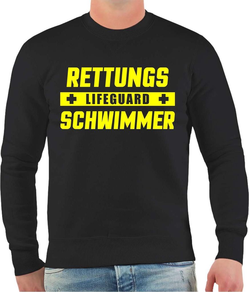 Herren Sweatshirt Rettungsschwimmer Lifeguard NEONGELBER Druck