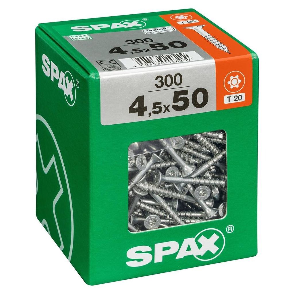 Set 300 viti SPAX Torx in acciaio a testa svasata, Diam.4,5 Immagine del prodotto 