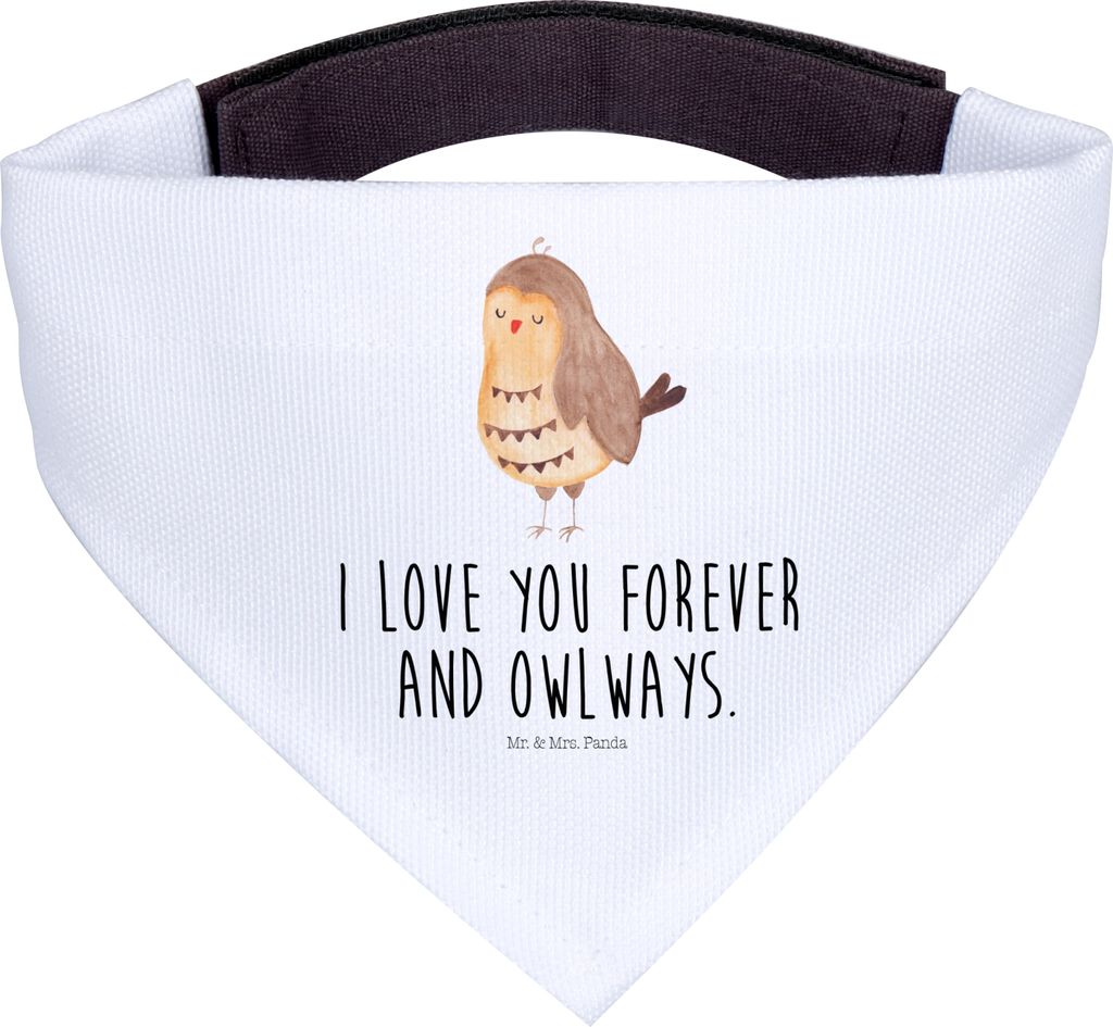 Mr. & Mrs. Panda Halstuch Hund Eule Zufrieden - Weiß - Geschenk, Hunde Hals Tuch, Owl, Liebesspruch, Müde, Bandana, Hochzeitstag, Hundehalstuch, ...