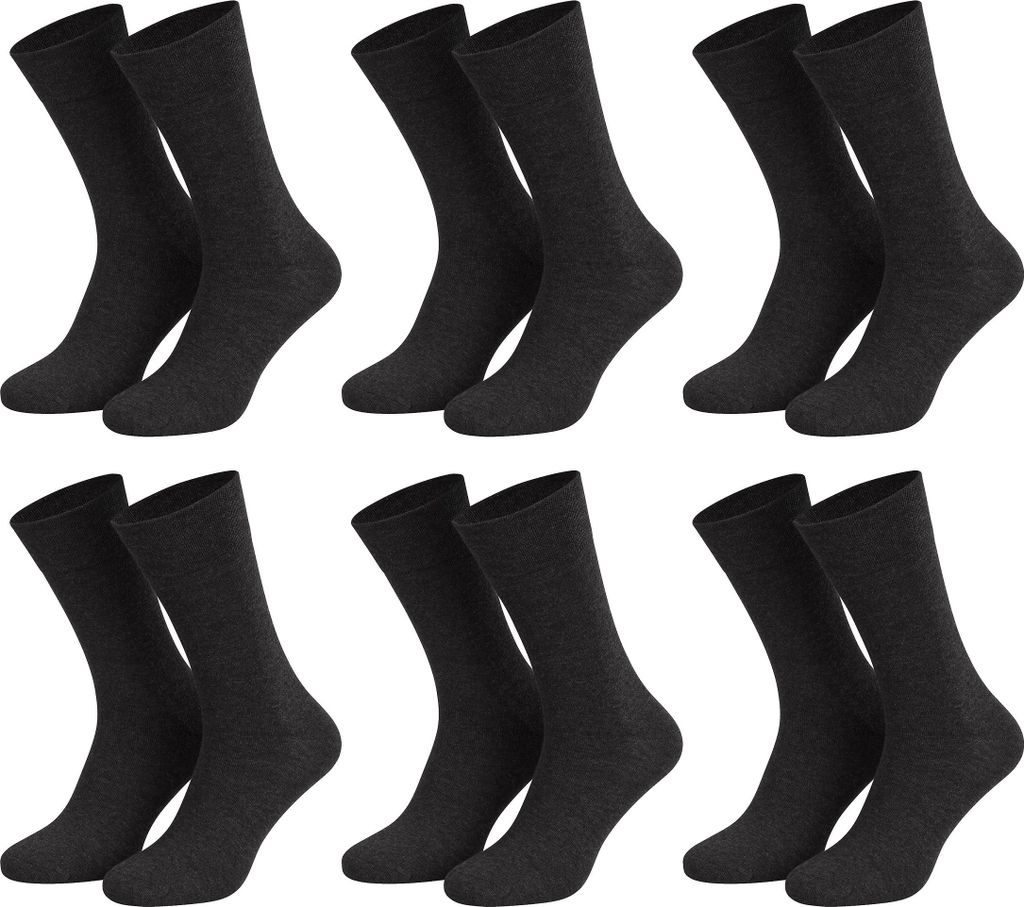 Tobeni 6 Paar Herrensocken Baumwollsocken Komfortbund ohne Gummi Businesssocken, Farbe:Anthrazit, Grösse:47-50