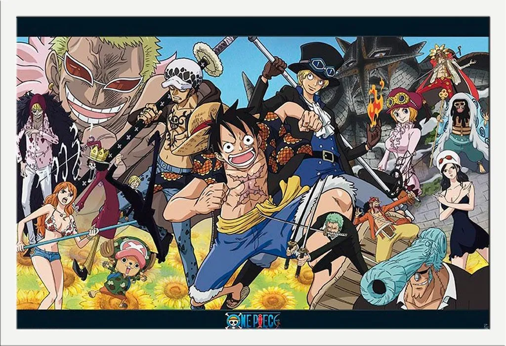 Poster One Piece Rose vêtu avec Cadre Shinsuke® Maxi MDF Blanc 61x91 cm