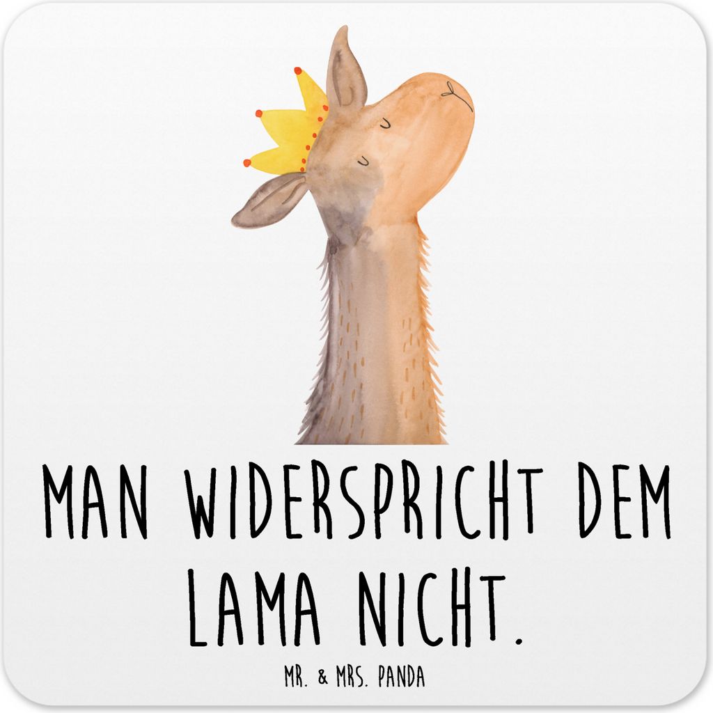 Mr. & Mrs. Panda Untersetzer für Gläser Lamakopf König 10er Set - Weiß - Geschenk, Abitur, Freundin, Papa, Coaster, Lamas, Tassenuntersetzer, L...