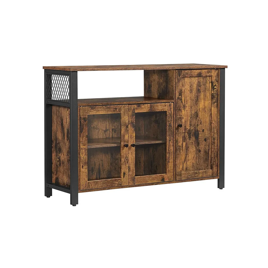 Buffet bas de cuisine style industriel Myra rangement 3 portes bois