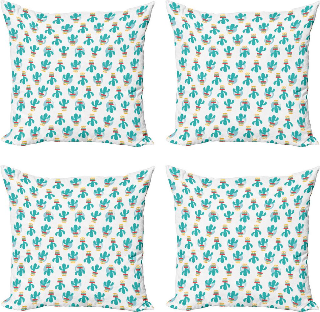 ABAKUHAUS Cinco de Mayo Kissenbezug Set (4 Stück), Kakteen Mexikanische, Moderner Doppelseitiger Digitaldruck, 60 cm x 60 cm, Dunkle Seafoam Multi...
