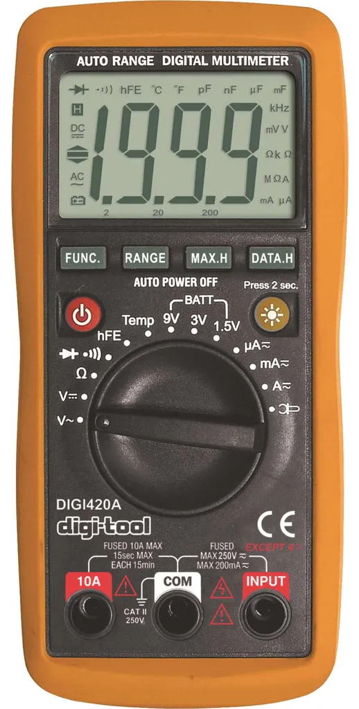 Digitool Multimètre numérique Digi420a - Testeur de Tension Précis RMS
