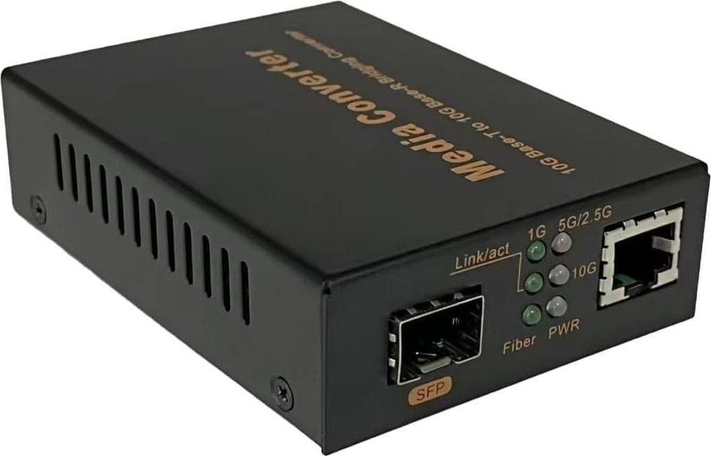 Elfcam - 10Gb Ethernet LWL Medienkonverter, 10G Fiber Ethernet Konverter mit 1 x RJ45 10GbE Port auf 1 x 10GbE SFP+ Port
