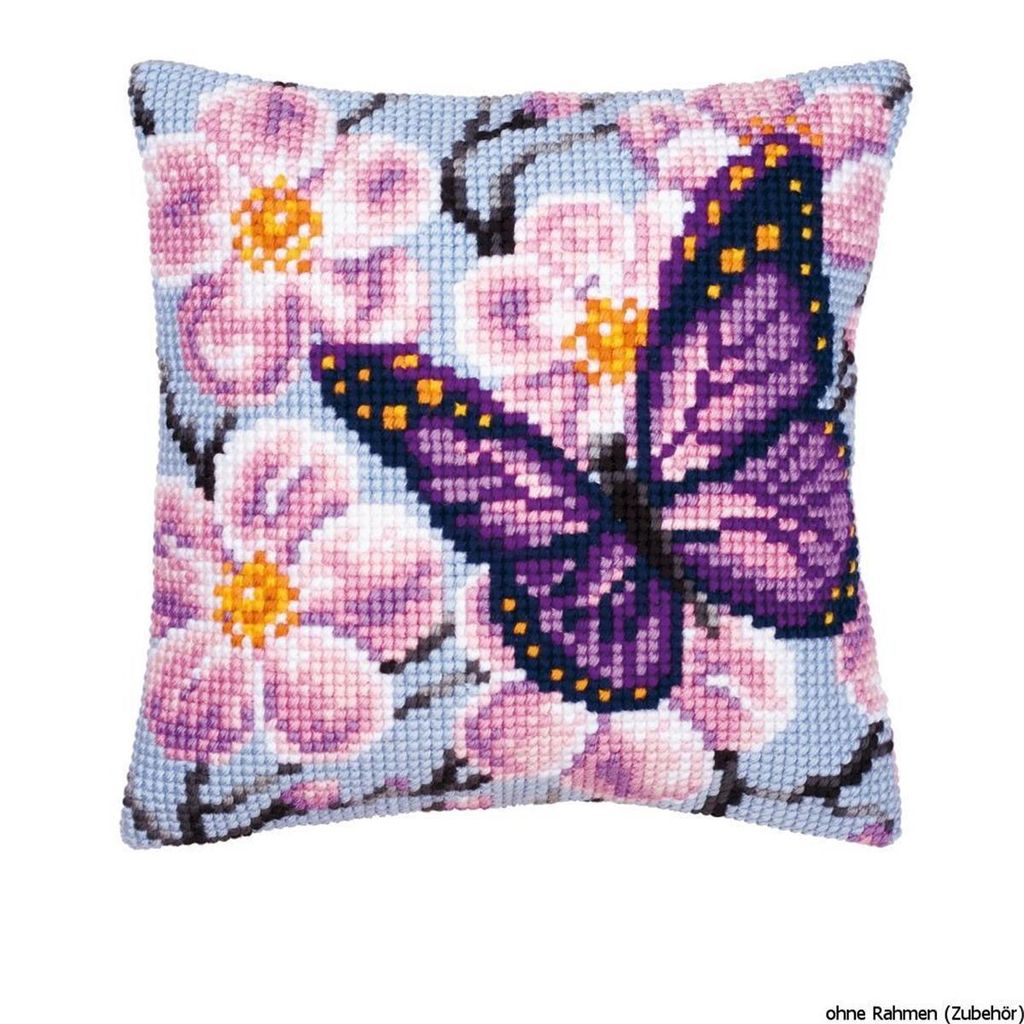 Vervaco KK122 Kreuzstichkissen Violetter Schmetterling Produktbild 