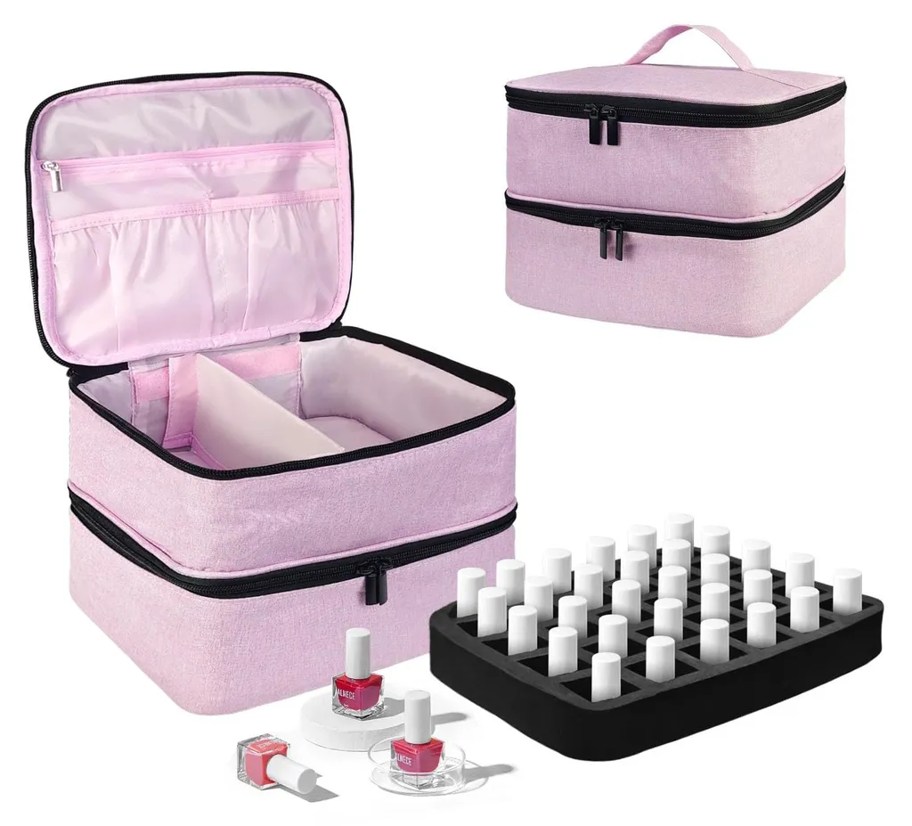 Boîte rangement vernis à ongles anti-casse pour 30 flacons et lampe
