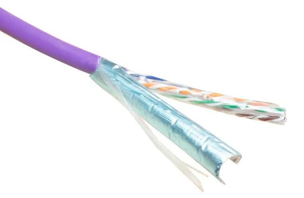 ACT Cat 6 F/UTP solid installation cable, LSZH, CPR euroclass ECA, 24AWG, violet 500 meter C6 F/UTP SOLID LSZH ECA V 500M (FS6015)
