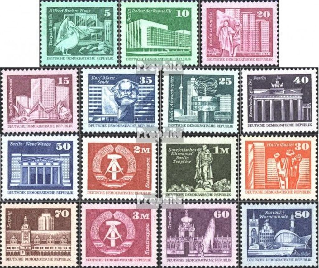 Briefmarken DDR 1980 Mi 2483-2585,2501,2506,2521, 2541,2549-2550,2561,2588,2602,2633,2649-50 gestempelt Aufbau in der DDR, Kleinformat (V)