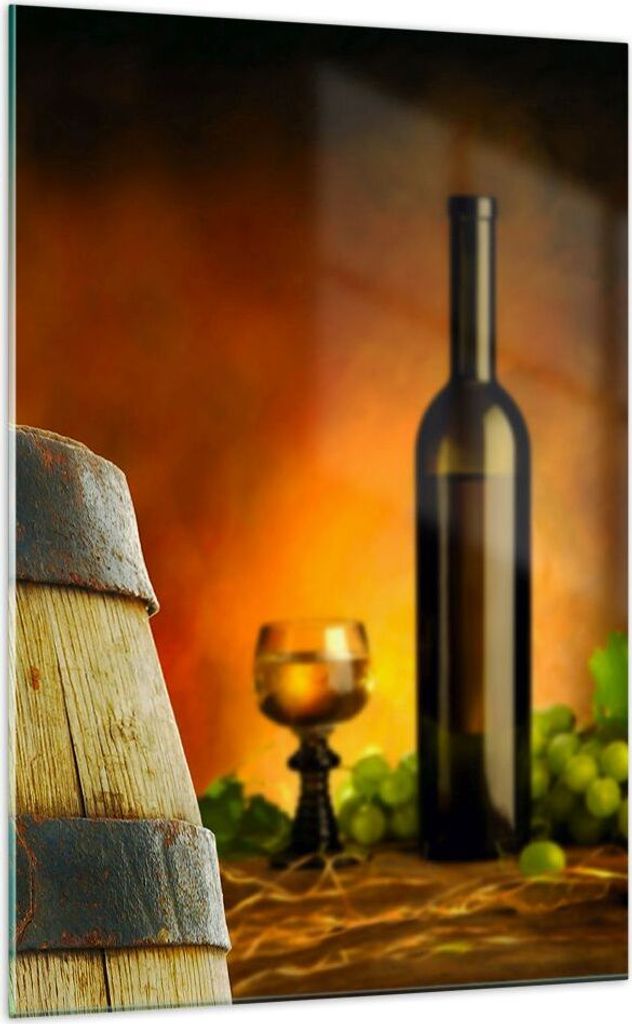 Bilder auf glas - Einteilig - Landwirtschaft Alkohol Fass Tasse - 70x100cm - Glasbilder - Wandbilder - Bilder - Wanddekoration aus Glas - Glas Bild...