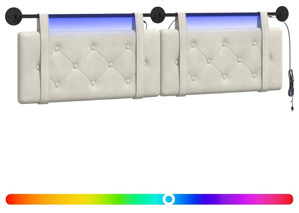 vidaXL Hängendes Kopfteil Mit LED Licht Creme Samt